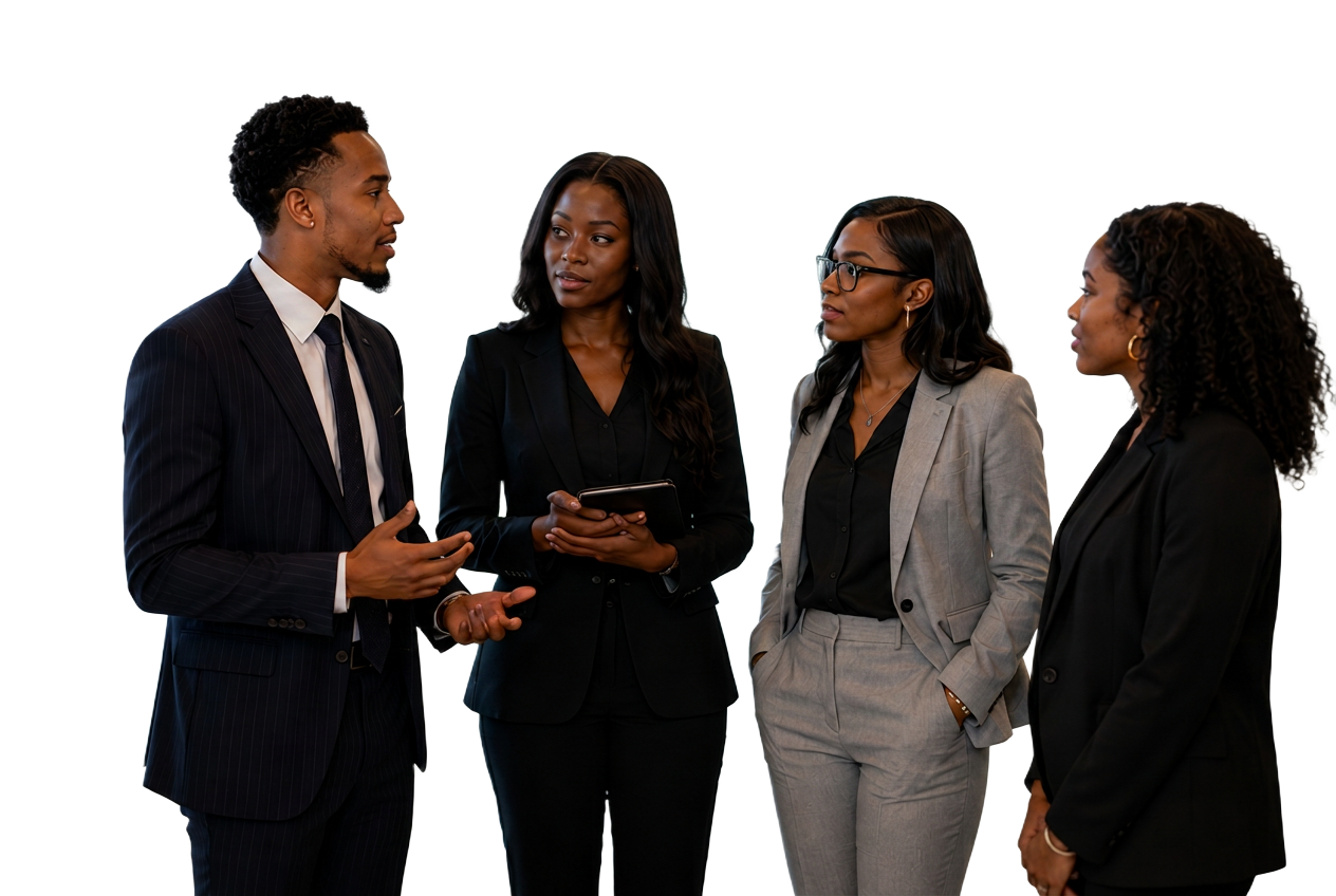 Vanguard Collective team members in conversation in the New York City office